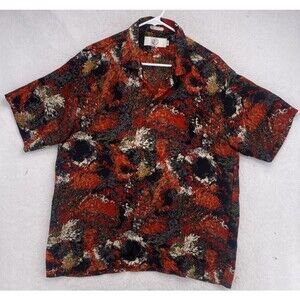 Vintage Discoverer Bowling Shirt XL Abstract Red Green Multicolor 70"s Hawaiian